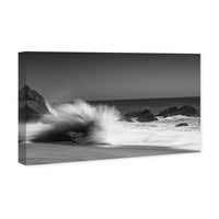 Wynwood Studio Sautical and Coastal Wall Art vászon nyomatok 'Curro Cardenal - Breaking Wave Tre Noir' Coastal - Fekete, Fehér