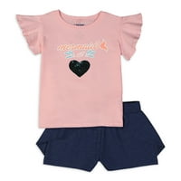 Limited Tooute Toddler Girls Top, rövidnadrág és megfelelő fejpánt, 2 darabos ruhák készlet 2T-4T