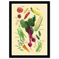 A Wynwood Studio friss zöldségeket nyomtat ételek és konyha zöldségek fali művészet vászon nyomtatott sárga pasztell sárga 13x19