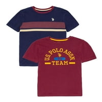 S. Polo Assn. Fiúk grafikus póló, 2 csomag, méret 4-18