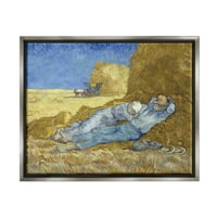 Stupell Industries A Siesta Vincent Van Gogh klasszikus festmény festmény csillogó szürke úszó keretes vászon nyomtatott fali