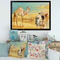 Designart 'Camels in Wild Sivatert II' parasztház keretes művészeti nyomtatás