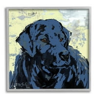 Stupell Industries kortárs kék kutya állatállat -festmény szürke keretes művészeti nyomtatási fal művészet, Design by Debi Coules