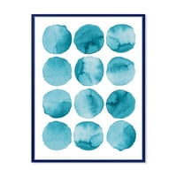 Designart 'Blue Aquamarine Circles Geometrikus Elemek' Modern keretes vászon fali művészet