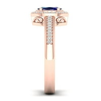 Imperial drágakő 10K rózsa arany ovális vágás kék zafír 1 10ct TW Diamond Halo női gyűrű