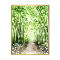 Designart 'Little Road a Bamboo Forest' Hagyományos keretes vászon fali művészet nyomtatás