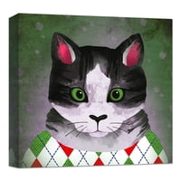 Képek, pulóver macska, 20x20, dekoratív vászon fali művészet
