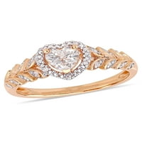 Carat T.G.W. Létrehozta a fehér zafír és a gyémánt-accent 10 kt rózsa arany szívgyűrű