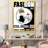 Designart 'Style Passion Life Fashion Woman I' Vintage keretes művészeti nyomtatás