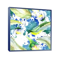 Designart 'Aquarelle Daisy Flowers benyomása I' hagyományos keretes vászon fali művészet nyomtatás
