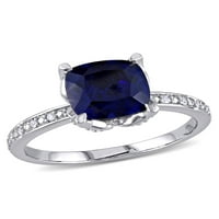 Tangelo 2- Carat T.G.W. Készítették a kék zafír és a gyémánt-accent 10K fehér arany eljegyzési gyűrű