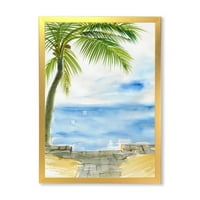 Designart 'Palm Beach Resort a Sunrise II -nél' Tengeri és tengerparti keretes művészet