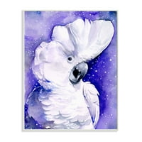 Stupell Industries Space Bird akvarell állati lila festmény, keret nélküli művészeti nyomtatási fal művészet, 10x15