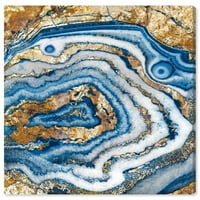 Wynwood Studio Absztrakt fal art vászon nyomtatványok 'Bleu achate' kristályok - kék, arany