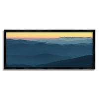 Stupell Industries Panoramic Horizon Sunset Sunrise Blue Mounding Fotózás Fekete Keretes Art Print Wall Art, 30x13