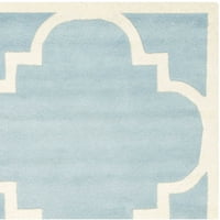 Chatham Hayden Geometrikus Quatrefoil Gyapjú Szőnyeg, Kék Elefántcsont, 6 '9'