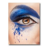 Designart 'A barna szem közelről kék fantáziával alkotja a modern vászon fali művészet nyomtatványt