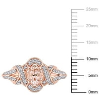 Miabella női CT ovális vágott morganit CT Diamond 10KT rózsa arany csavart eljegyzési gyűrű