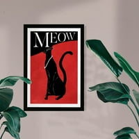 A Wynwood Studio Animals keretes fali művészet nyomtatványok 'Meowgue' Cats és Kitties Home Dekor - Red, Black, 13 19