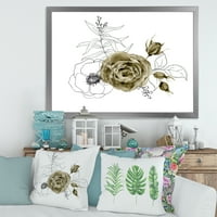 Designart 'Eucalyptus ágak Anemone Bouquet Flower I' hagyományos keretes művészet nyomtatás