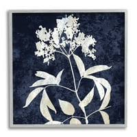 Stupell Industries kortárs Flower Sprig Botanical Leves formák Design Graphic Art szürke keretes művészet nyomtatott fali művészet,
