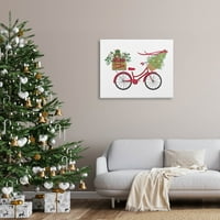 Stupell Industries Boldog Karácsonyi Szezonális Kerékpár Grafikus Galéria csomagolt vászon nyomtatott fali művészet, Amanda McGee
