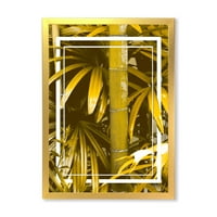 Designart 'Trópusi levelek és sárga bambusz' trópusi keretes művészet