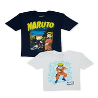 Naruto Boys Anime rövid ujjú grafikus póló, 2-csomag, méretek XS-2XL