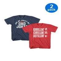 Apák napi apa viccek és grillin férfi rövid ujjú grafikus póló, 2 csomag
