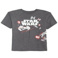 A Csillagok háborúja fiúk rövid ujjú grafikus póló, 2-csomag, méret 4-18