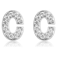 Forever Facets kezdeti betű c Cz Stud fülbevalók sterling ezüstben, nők számára