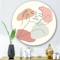 DesignArt 'Folyamatos egy vonalú portré a nő' Modern körfém fali művészet - 11 -es lemez