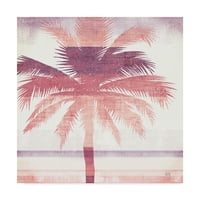 Védjegy képzőművészet 'Beachscape Palms II Rózsaszín Lila' vászon művészet Michael Mullan