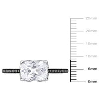 2- Carat T.G.W. Létrehozott fehér zafír és fekete gyémánt-accent 10 kt fehér arany koktélgyűrű