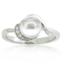 Brilliance Sterling ezüst édesvízi gyöngy és fehér zafírgyűrűt készített
