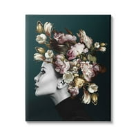 Nő rózsa virágos elrendezés Botanikus és virágos grafikus galéria csomagolt vászon nyomtatott fal művészet