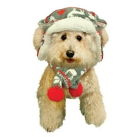 Fetchwear szürke és piros rénszarvas gyapjú csapda kalap és sál set Forn Dogs, M L