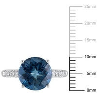 Miabella női 4- Carat London Blue Topaz karátos gyémánt 14KT fehér arany koktélgyűrű