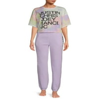 Grayson Social Női és női plusz méretű grafikus alvás póló és kocogók szett, 2 darab