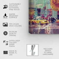 A Runway Avenue városok és a Skylines Wall Art vászon nyomtatványok 'NYC Fashion Taxi' Egyesült Államok Városok - Sárga, Kék