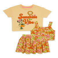 Minnie egér baba és kisgyermek lányok pólója, tartály és szoknya szett, 3 darab, méretek 12m-5t