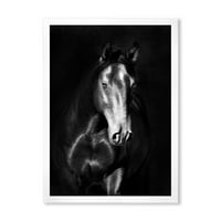 DesignArt 'Black Kladruby Horse CARMAD PORTRITE' Farmhouse keretes művészeti nyomtatás
