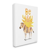 Stupell Industries Legyen inspiráló napsütéses szórakoztató zebra csíkok grafikus galéria csomagolt vászon nyomtatott fali művészet,