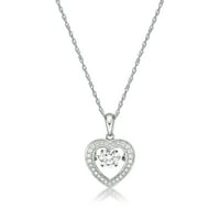 Jay Heart Sterling ezüst ragyogó szimulált fehér gyémánt tánc szív medál 18 láncon