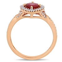 Miabella női karátos T.G.W. Szívkötött Ruby & Carat T.W. Gyémánt 14KT rózsa arany szív halo gyűrű