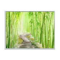 Designart 'út a zöld bambuszerdőben' hagyományos keretes vászon fali művészet nyomtatás
