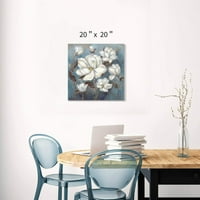 Fehér virágos absztrakt virág vászon műalkotás kézzel festett festmény a nappali számára