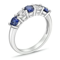 Brilliance Fine Jewelry Sterling Ezüst létrehozta a Ceylon Sapphire -t létrehozott White Sapphire Band gyűrűvel