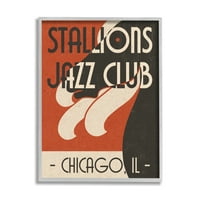 Stupell Industries mének Jazz Club Retro Absztrakt Horse Chicago Illinois, 14, Design: Daphne Polselli