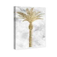 Wynwood Studio virág- és botanikus fali art vászon nyomtatványok „pálmafa arany ii” fák - arany, fehér